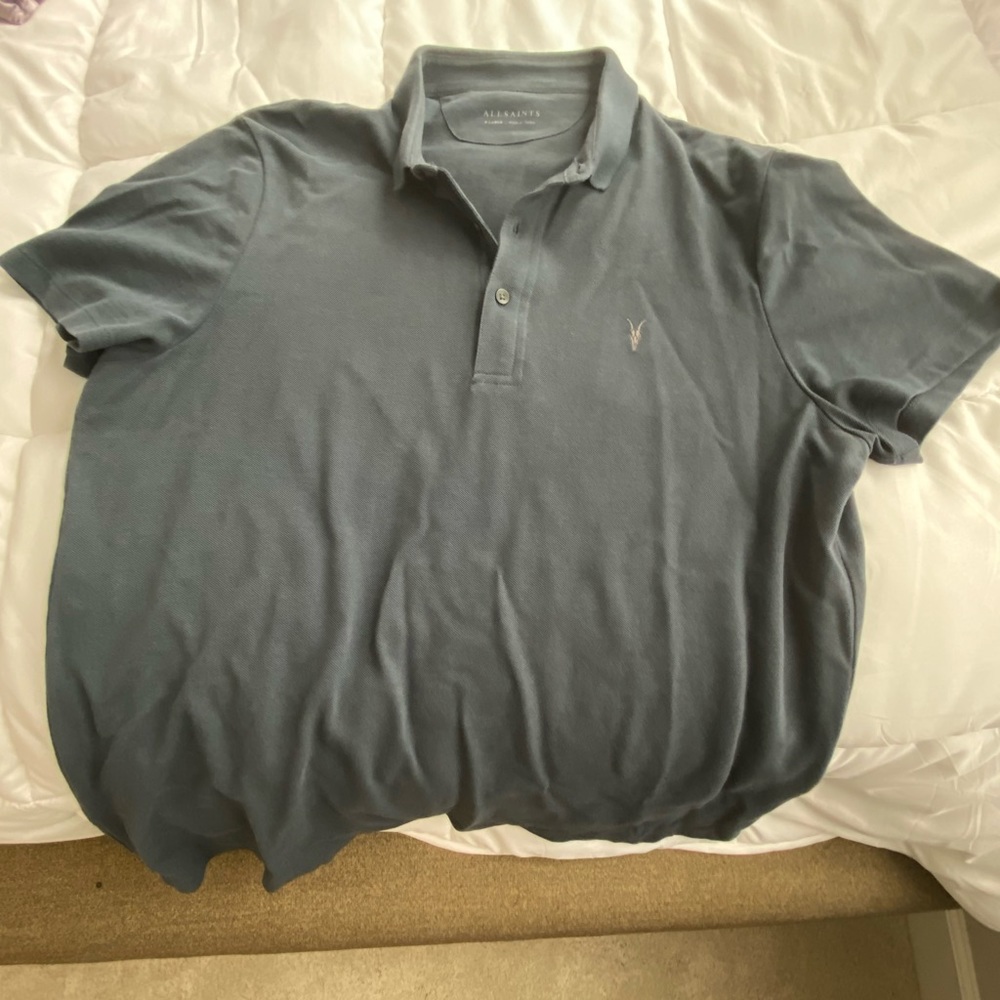 Allsaints Men’s Polo Size XL - Blue-grey